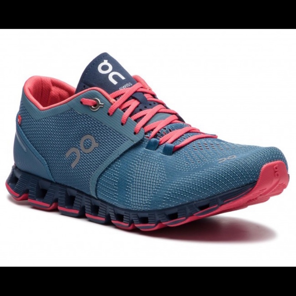 On Running Cloud X Tennis Shoes Color: Lake/Coral Size 8